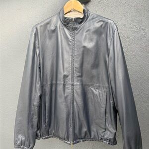 Theory Gray Bomber Jacket with Stand-Up Collar